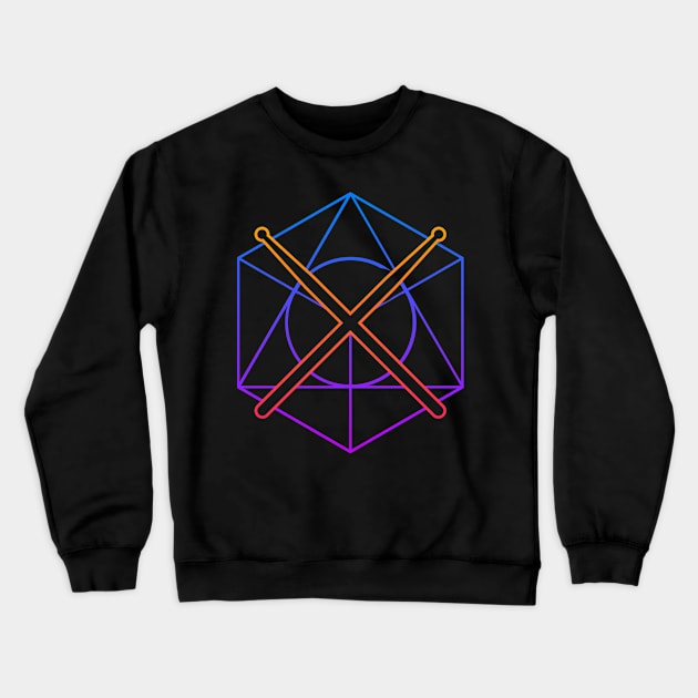 Psychedelic Sacred Geometry Drumsticks –– Drummer Design Crewneck Sweatshirt by MeatMan